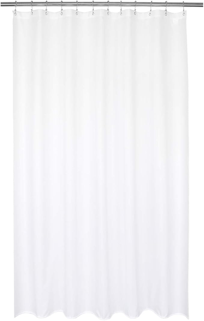 Barossa Design Waterproof Fabric Shower Curtain or Liner Microfiber 72" W x 92" H - Extra Long, Hotel Quality, Machine Washable, White Shower Liner for Bath Tub, 72x92 Inches