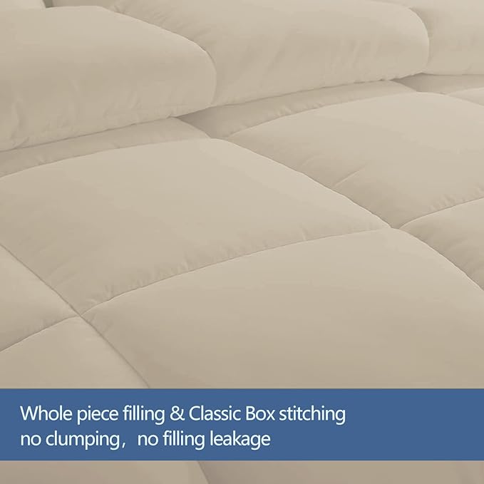 MAPLE DOWN Soft Comforter Twin Duvet Insert-Down Alternative Comforter with Corner Tabs for All Season-Lightweight Breathable Brushed Microfiber Machine Washable (Light Brown 68”x90”)