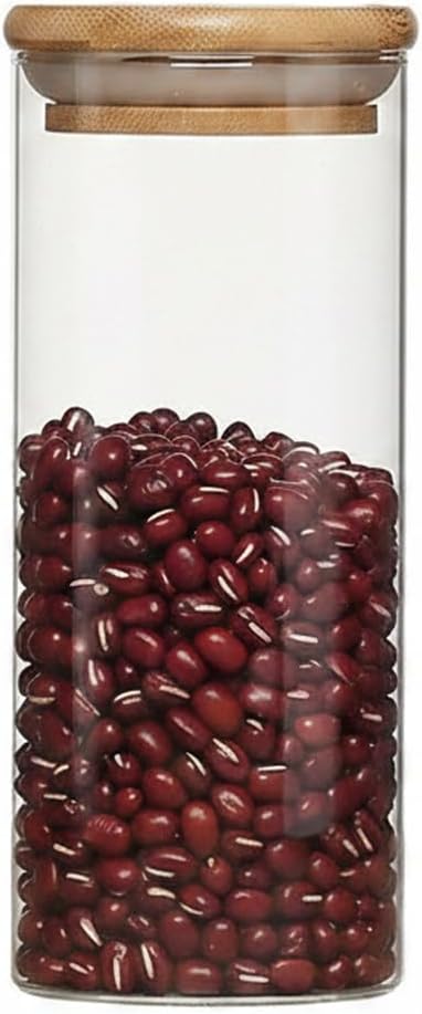 Borosilicate Glass Storage Jar with Bamboo Lid, Airtight Dry Food Canister for Kitchen Pantry & Countertop Organization
