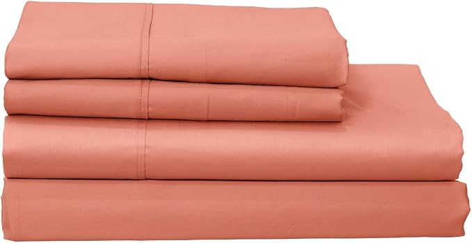 Organic Cotton Long Staple Silky Soft Single Pick Sateen Bed Sheet Set - Luxurious & Premium Hotel Quality - GOTS Certified - Solid Dyed (Cannyon Clay, King (U.S. Standard))