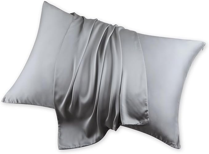 4 Pack Cooling Pillow Cases,Viscose Derived from Bamboo Pillow Protectors King Size Set of 4, 400 Thread Count Soft Silky Breathable Summer Pillow Cover with Zipper Hidden (4PCS, King,Grey)