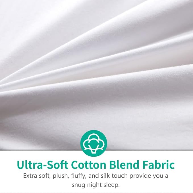 APSMILE Luxury All Season Down Feather Fibers Comforter Full/Queen Size Duvet Insert - 100% Organic Cotton, High Fill Power Medium Warmth, (Ivory White, 90X90)