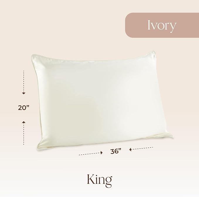 Organic Cotton Pillow Protector King Size - 100% Cotton GOTS Certified Pillow Case Protector with Zipper - Hypoallergenic Machine Washable Edge Piping & Breathable Cover - 2 Pack (Ivory, King)