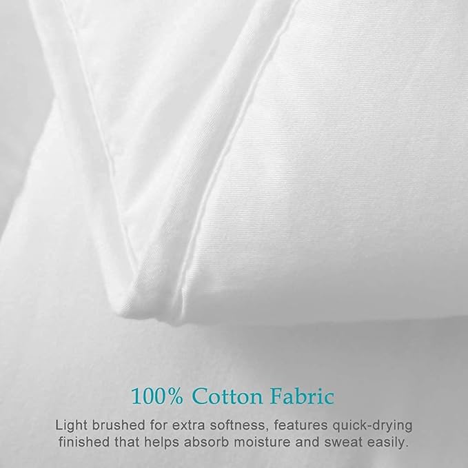 100% Cotton Cover Down Alternative Comforter King Size- Cloud Bed Comforter for All Season, Breathable White Duvet, Ultra-Soft Duvet Insert (106x90)