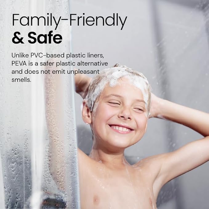 LiBa Bathroom Shower Curtain - Waterproof Plastic Shower Curtain Premium PEVA Non-Toxic with Rust Proof Grommets Clear 8G Heavy Duty Bathroom Accessories 36x72 (Pack of 2)