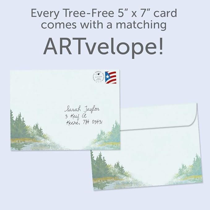 Tree-Free Greetings - Birthday Cards - Artful Designs - 1 Card + Matching Envelope - Made in USA - 100% Recycled Paper - 5"x7" - Serene Canoe (GO65472)