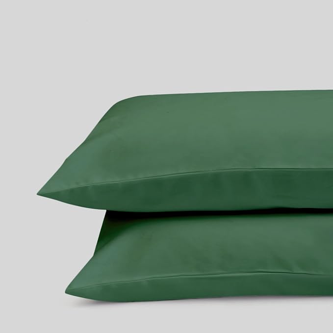 FABDREAMS 100% Organic Cotton King Pillowcases | 400 Thread Count | Luxury Hotel Collection |GOTS Certified Long Staple Cotton|Smoother Than Egyptian Cotton|Set of 2-20" x 40"|Forest Green