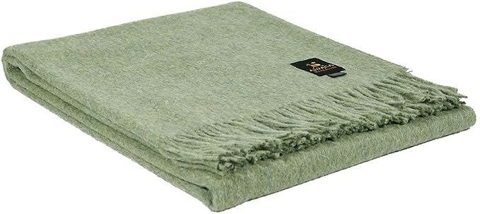 Superfine Alpaca Wool Throw Blanket - Lightweight Alpaca Merino Wool Throw Blankets for Using Indoors or Outdoors | Soft Peruvian Alpaca Blanket Wool Blanket Solid Color 72" x 60" (Leaf Green)