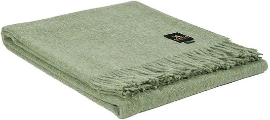 Superfine Alpaca Wool Throw Blanket - Lightweight Alpaca Merino Wool Throw Blankets for Using Indoors or Outdoors | Soft Peruvian Alpaca Blanket Wool Blanket Solid Color 72" x 60" (Leaf Green)