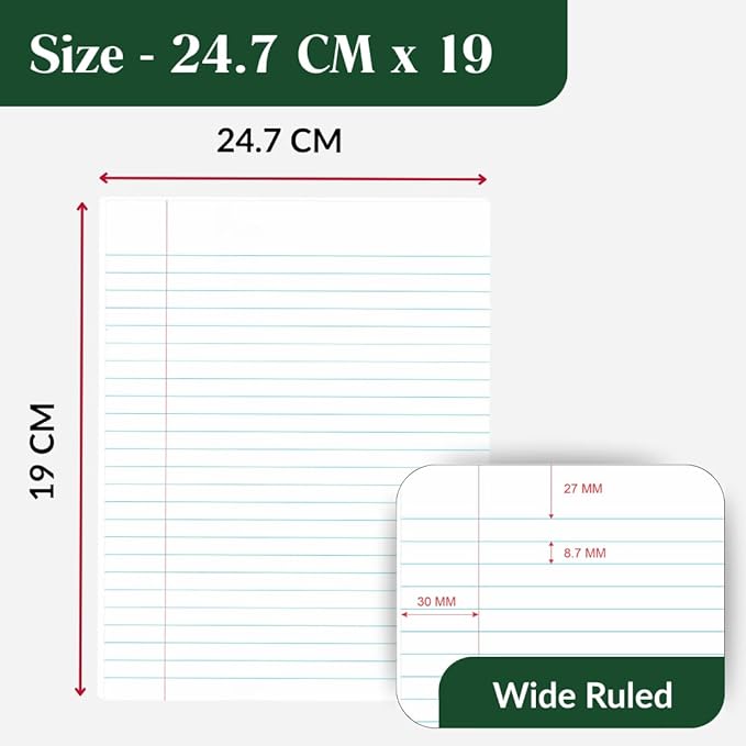 Composition Notebooks Pack of 5 Wide Ruled 200 Pages (100 Sheets) 9.75"x7.5" Carbon Neutral Recyclable Paper Eco-Friendly School & Office Supplies For Students and Professionals Assorted Color