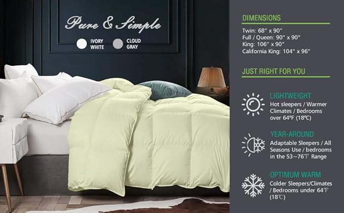 Eco Friendly Box Pleated Twin/Twin XL Comforter Duvet Insert Ivory-Soft Plush Fiber Fill,1000-TC Insert 100% Microfiber Cotton Down Alternative Comforter Soft (68 x 90 Inches)