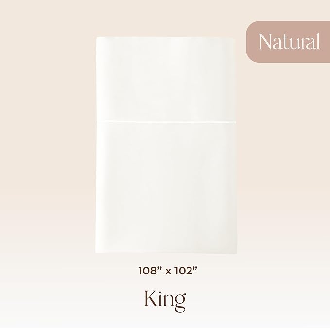Certified Organic King Flat Sheet Only - 100% Organic Cotton Top Sheet with Luxurious Soft and Breathable 300 Thread Count Sateen Weave Finish - GOTS & Fairtrade Certified (Natural, King)