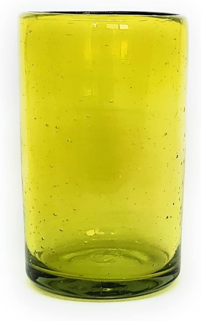 Solid Yellow 14 oz Drinking Glasses (set of 6), Recycled Glass, Lead-free, Toxin-Free (14oz Drinking)