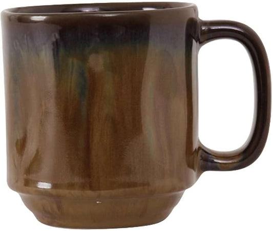 Tuxton China GAJ-150 Yukon Mug, 12 oz., 3-3/8" Diameter x 3-3/4"H, with Handle, Stackable, Microwave and Dishwasher Safe, Oven Proof, Fully Vitrified, Ceramic, TuxTrendz, Artisan, Pack of 24