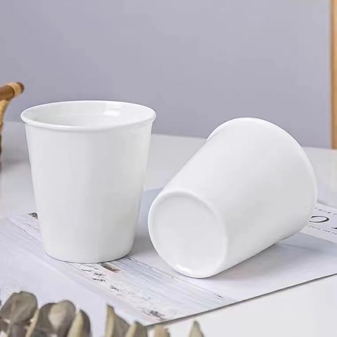 Paper Cup Design Ceramic Mug Eco-Friendly Reusable Cup, Minimalist Home & Office Use. (White & 280 ml)