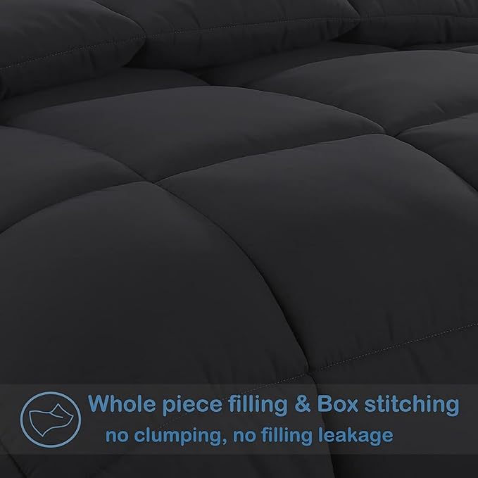 MAPLE DOWN Soft Super King Size Comforter Duvet Insert-Down Alternative Comforter Quilted with Corner Tabs-Lightweight Fluffy Breathable Machine Washable (Black, 120“x120“)