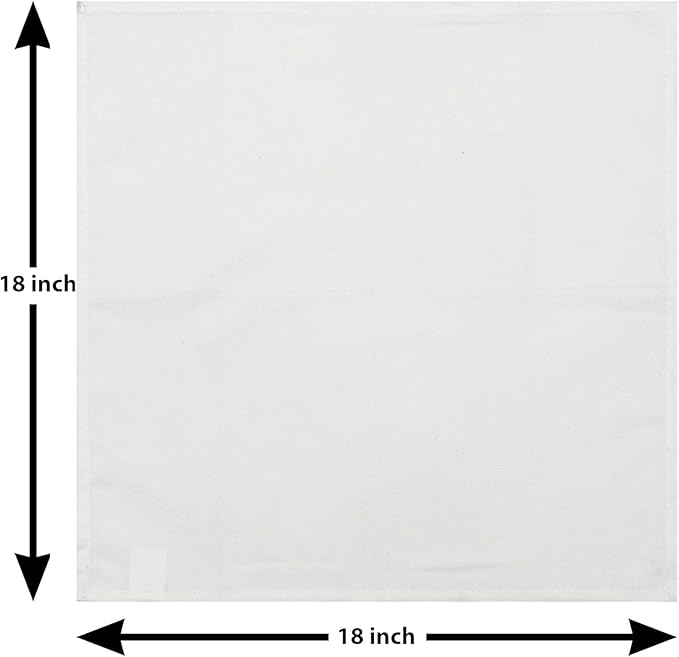 Set of 12 Cloth Napkins, 18 X 18 Inches, 100% Cotton Premium Quality Cloth Napkins with Mitered Corners, Durable, Absorbent, Table Dinner Napkins Cloth for Lunch, Restaurant, Weddings, Parties, White