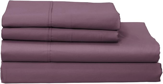 Organic Cotton Long Staple Silky Soft Single Pick Sateen Bed Sheet Set - Luxurious & Premium Hotel Quality - GOTS Certified - Solid Dyed (Burgundy, Queen (U.S. Standard))