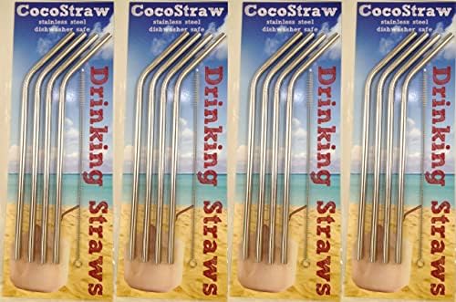 16qty Reusable Straws - Stainless Steel Drinking - Set of 16 + 4 Cleaners - Eco Friendly, SAFE, NON-TOXIC non-plastic