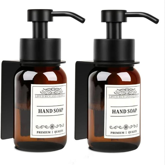 soap Dispenser 2-Pack Shower Soap Dispenser Set with Pump and Wall Mount Bathroom Liquid(Amber Set of 2)