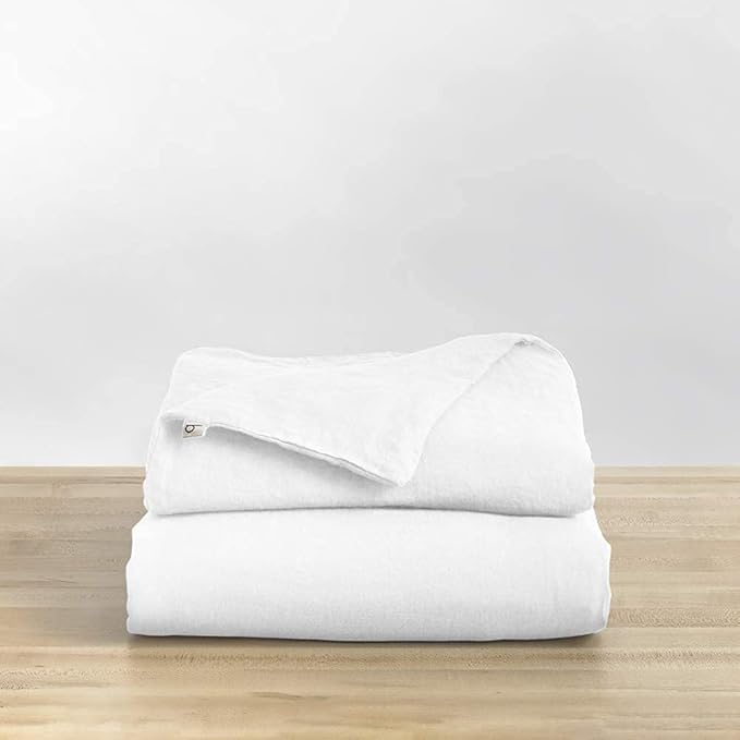 Baloo 100% French Linen Duvet Cover for Weighted Comforter (White - 90"x90" - Full/Queen Size) | Cooling, Soft & Durable | Certified European Flax® | for Baloo 15 & 20lbs Weighted Comforter