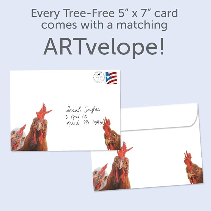 Tree-Free Greetings "What the Cluck" Funny Chicken Birthday Card - 1 Recycled 5x7 Card & Matching Envelope, Thick Cardstock, Made in USA - Sustainable & Funny Farm Animal Theme