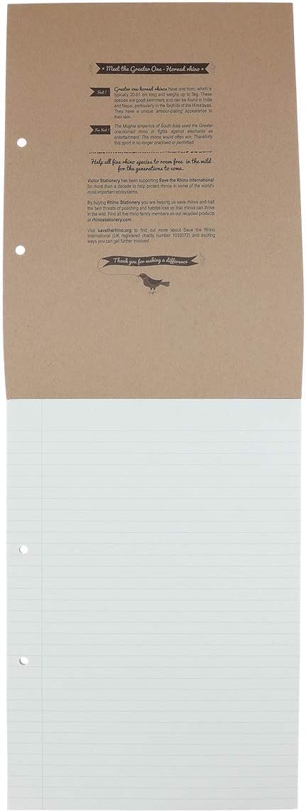 RHINO Stationery A4 Refill Pad 160 Page | 8mm Ruled with Margin | Headbound Notepad Light Brown | Recycled Notepad (1)