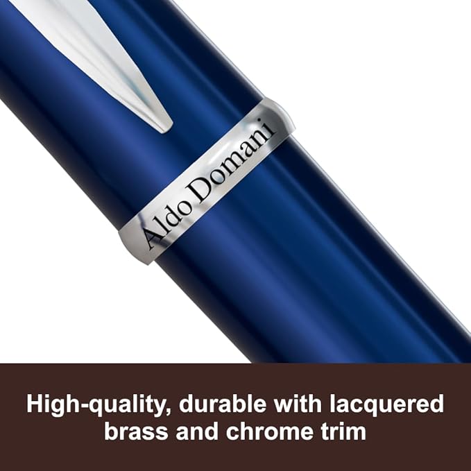 Monteverde USA Aldo Domani Fountain Pen Blue - Broad Nib - Luxury Writing Pen - JoWo Stainless Steel Nib - Smooth Ink Flow - Refillable - Gift Box Included