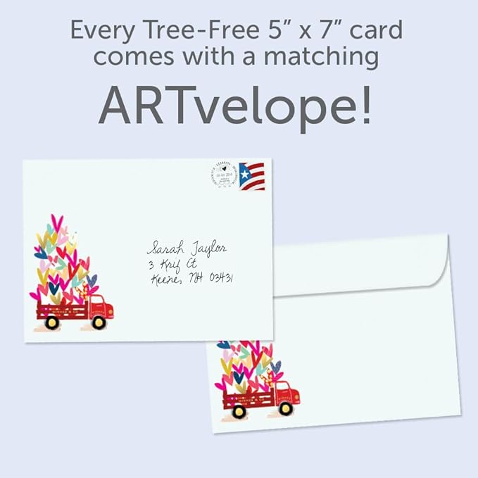 Tree-Free Greetings - Birthday Cards - Artful Designs - 2 Cards + Matching Envelopes - Made in USA - 100% Recycled Paper - 5 x 7 - Special Delivery (GT61223)