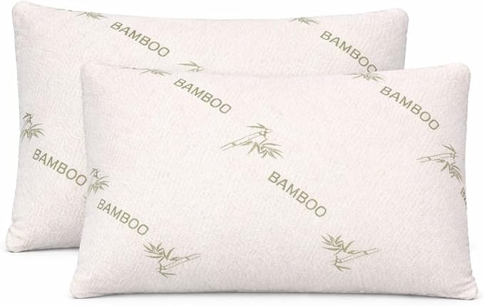 ORGANIC TEXTILES 100% Handmade Organic Shredded Latex Bed Pillow with Viscose Derived Bamboo Cover - (Queen, Pack of 2)