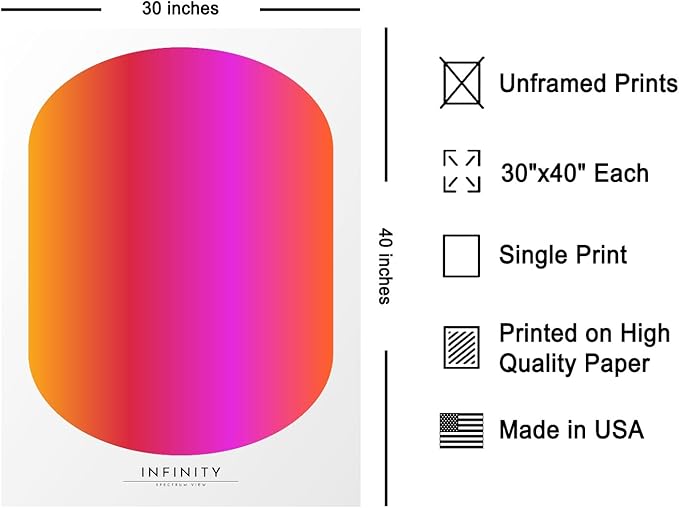 Monem Art Infinity Spectrum Gradient Print - Modern Geometric Abstract Poster - Wall Decor for Living Room, Bedroom or Office - 30x40 Unframed Wall Art by Rs Lab Studio