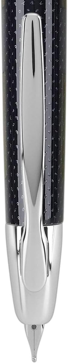 PILOT Vanishing Point Collection Refillable & Retractable Fountain Pen, Blue Carbonesque Barrel with Rhodium Accents, Blue Ink, Medium Nib (60249)