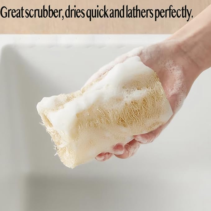 4 Pack 5" Natural Loofah Sponge Organic Bath LoofahExfoliating Body Scrubber 5" Economical Organic Luffa for Women and Men in Shower (4 Pack)