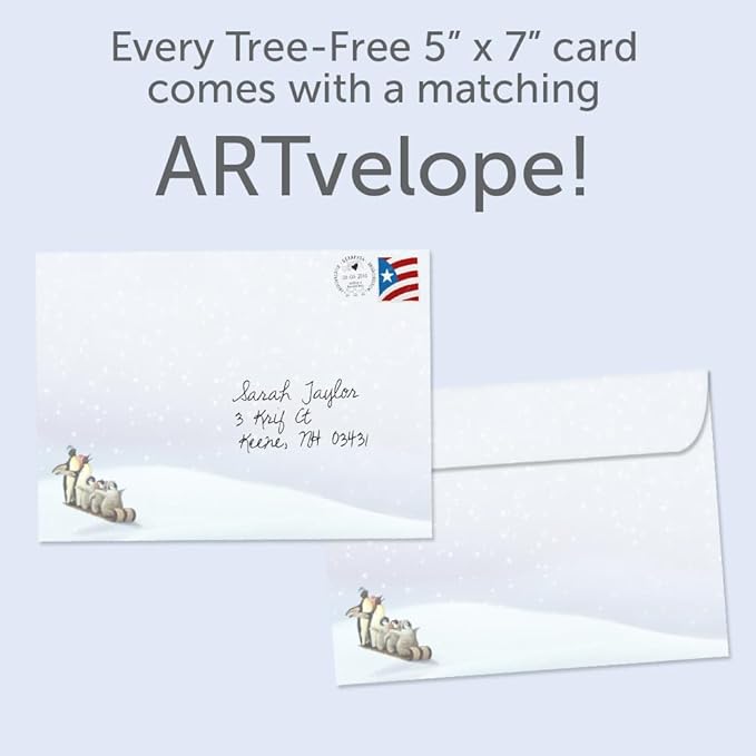 Tree-Free Greetings - Happy Holidays Greeting Cards - Artful Designs - 12 Cards + Matching Envelopes - Made in USA - 100% Recycled Paper - 5"x7" - Your Day Your Way (HP60651)