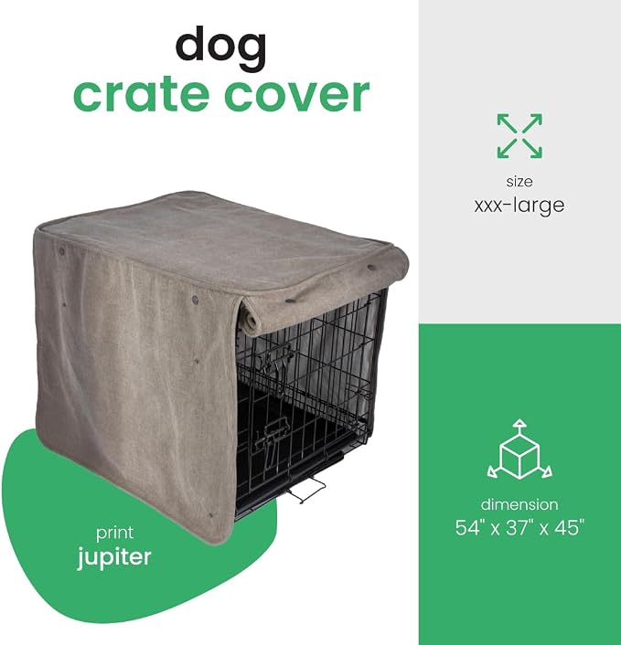 Molly Mutt Jupiter Dog Crate Cover, GOTS-Certified 100% Organic Cotton Canvas Cover for Dog or Puppy Kennel and Cage, Washable, Free of Harmful Chemicals, XXX-Large, Fits 54"x37"x45" Crate
