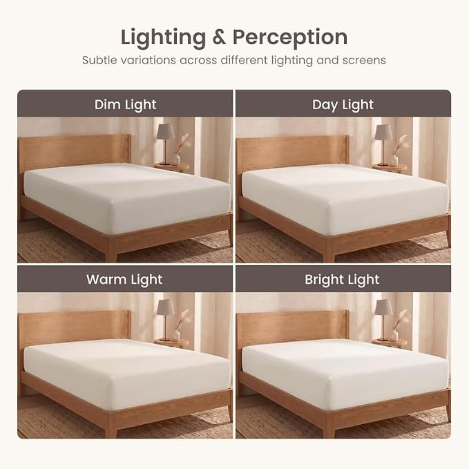 Bioweaves 100% Organic Cotton 1 Fitted Sheet Queen Size Only | 300 Thread Count Sateen Weave GOTS Certified with Deep Pocket - Cream