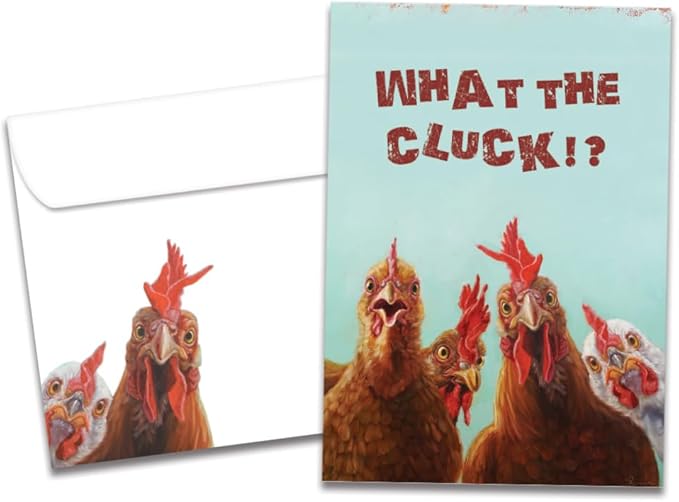 Tree-Free Greetings "What the Cluck" Funny Chicken Birthday Card - 1 Recycled 5x7 Card & Matching Envelope, Thick Cardstock, Made in USA - Sustainable & Funny Farm Animal Theme