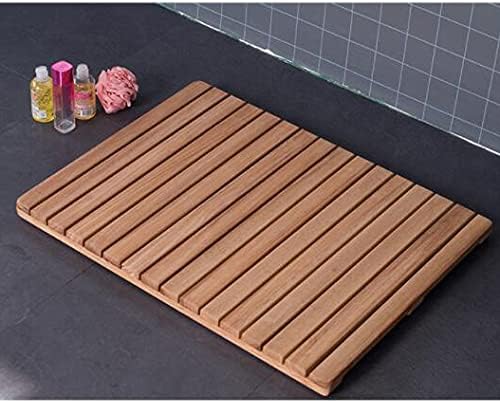 U/D Bath Mats Rugs, Wooden Sturdy Water Proof Bathroom Board, for Signature Living Bamboo Bath Mat for Bathroom, Outdoor Shower,Natural Wood,90x80cm