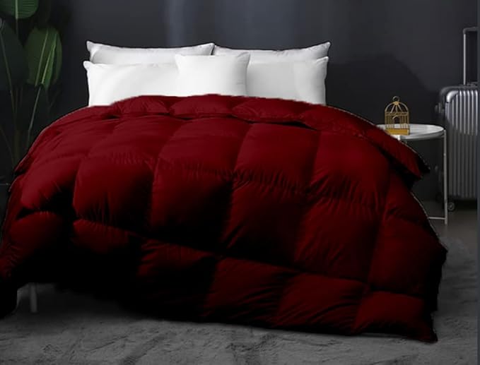 Eco Friendly Super Soft 120x98 Oversized King Down Alternative Comforter, Burgundy Box Pleated Thick 1000-TC Duvet Insert with 100% Cotton Cover, Fluffy King Comforter for All Season