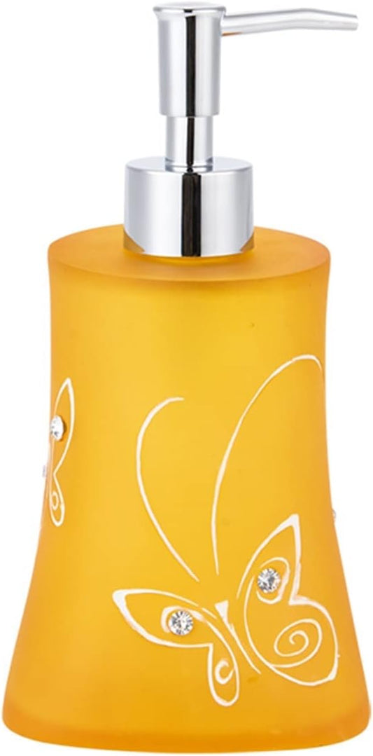 Hand Soap Dispenser Amber Resin Bathroom Accessories Set Yellow Orange Soap Dish Mouthwash Cup Toothbrush Holder Soap Dispenser Lotion Bottle Soap Dispensor,Soap Dispenser