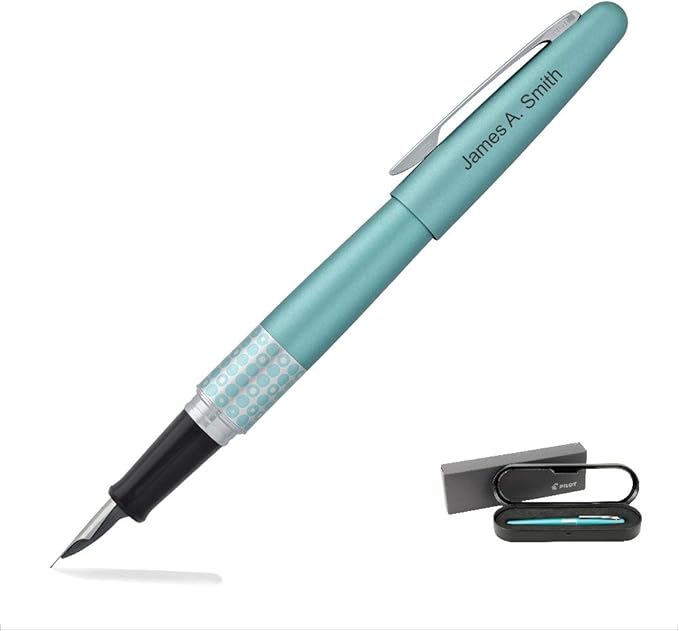 Goldspot Personalized Pilot Metropolitan Retro Pop Fountain Pen in Custom Engraved Pen in Turquoise