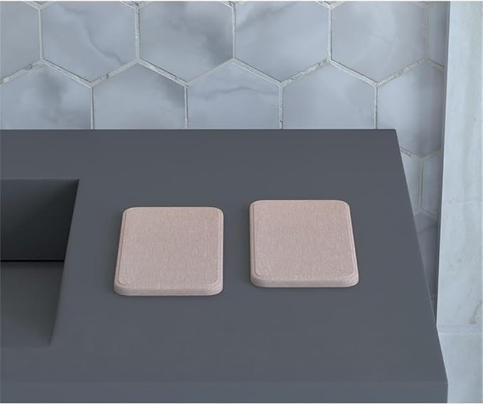 Pemberly Row Quick Dry Diatomite Stone Soap Dish, 4 x 3 in, Pink Finish, Anti-Slip Bathroom or Kitchen Accessory, Prevents Moisture Buildup, Modern Design, Lightweight
