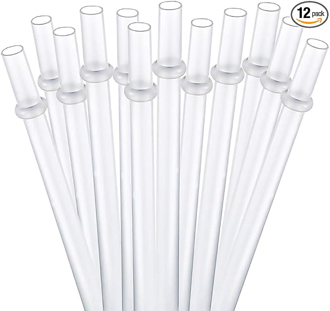 Dakoufish 12 Piece 11 Inch Reusable Plastic Thick Drinking Straws BPA Free Mason Jar Straws Plain Color (11inch,White)