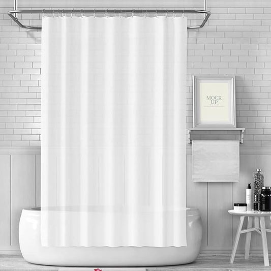 timecity White Shower Curtain Liner Plastic Bath Curtain with 3 Magnets Thickened Water Proof Quick Drying Shower Curtain Set with 12 White Hooks Shower Liner for Bathroom Shower,71x71inch