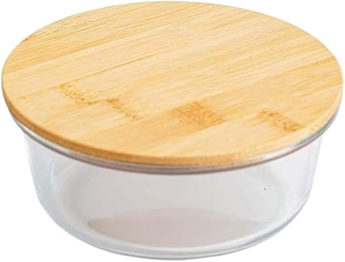 Glass Fresh-Keeping Box with Bamboo Lid - Microwave, Leakproof Food Storage Container for Office and Lunches