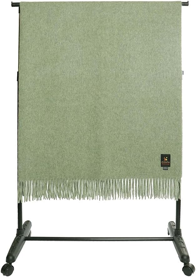 Superfine Alpaca Wool Throw Blanket - Lightweight Alpaca Merino Wool Throw Blankets for Using Indoors or Outdoors | Soft Peruvian Alpaca Blanket Wool Blanket Solid Color 72" x 60" (Leaf Green)