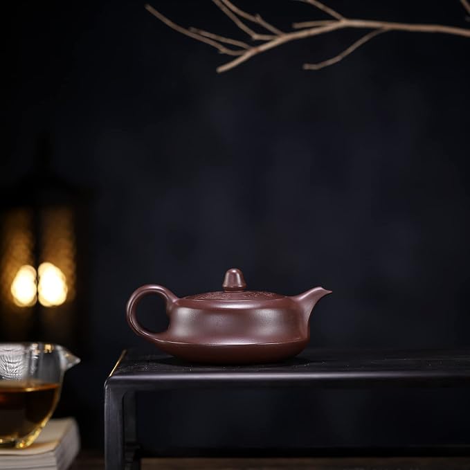 Zisha Teapot, Chinese Yixing Clay Handmade Teapot 6.4 Oz, Infuse Brew Kung Fu Loose Leaf Tea Maker -Quhu,Purple Clay