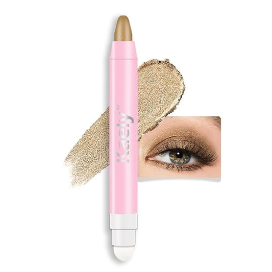 evpct 1Pcs Light Khaki Shimmer Cream Eye Shadow Brightener Sticks for Eyes, Double Ended Cream Eyeshadow Stick Pencil Pen with Applicator, Eye Shadow Palette Highlighter Makeup Waterproof Pigmented 04