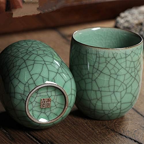 TeaCups 5oz Japanese Style Coffee Cup Porcelain Mugs Beer Handmade Celadon (1, Army Green01)