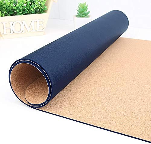 Ruby Lil Natural Cork & Leather Desk Writing Mat, Dual Use Desk Matt for Desktop,Multifunctional Office Desk Pad, PU Leather Mouse Pad,Navy,24"x 12"